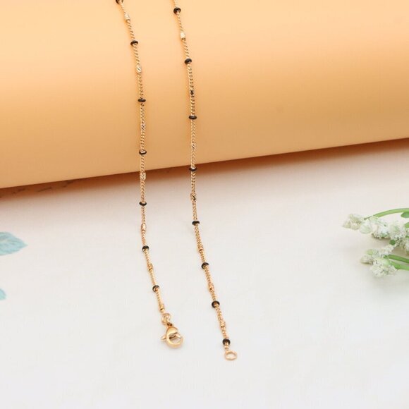 "Rose Gold Beaded Chain Necklace in Elegant Minimal Style, XPNL0320 - Picture 12 of 12